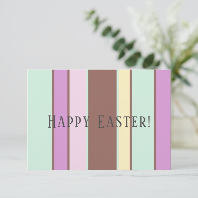 Elegant Colourful Modern Stripes Blue Easter Card (Standing Front)