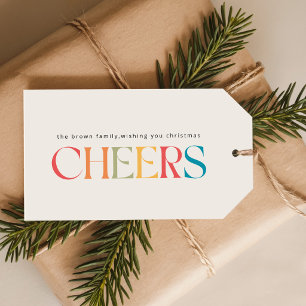 Elegant Colourful Modern Typography Christmas Gift Tags
