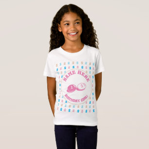 Elegant Colourful Monogram Name Birthday Girl Pink T-Shirt