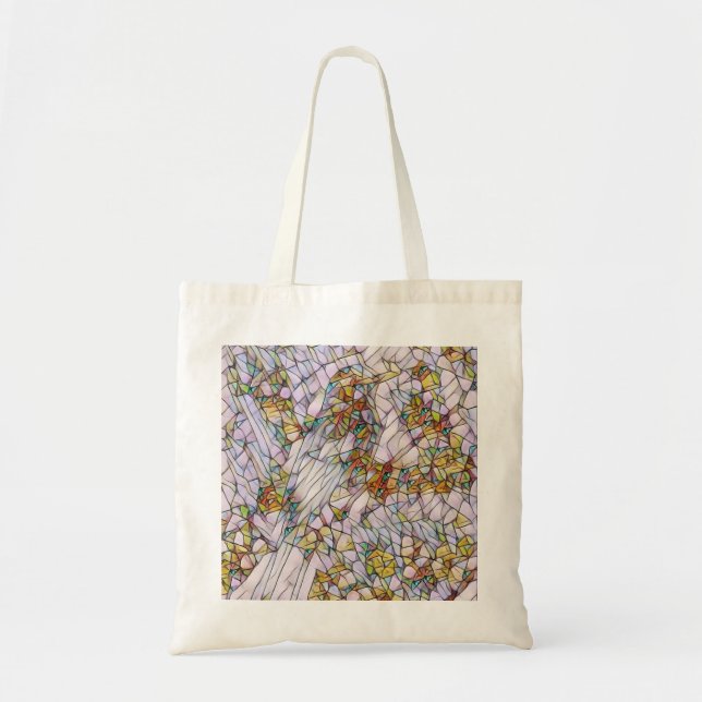 Elegant Colourful Mosaic Illustrated Bird Art Tote Bag (Front)