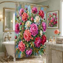 Elegant Colourful Painted Peony Flowers