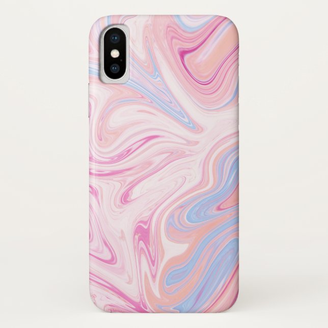 Elegant colourful pastel pink blue orange marble Case-Mate iPhone case (Back)