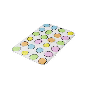 Elegant Colourful Pastel Retro Ovals Pattern Bath Mat