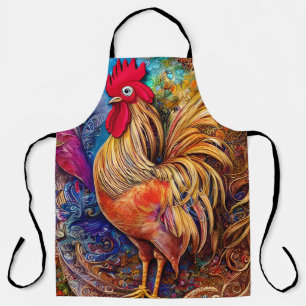 Elegant Colourful Patterned Rooster Apron