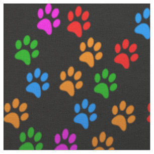 Elegant Colourful Paw Print Fabric