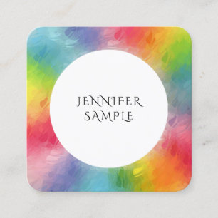Elegant Colourful Personalised Abstract Template Square Business Card