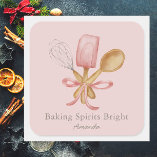 Elegant Colourful Pink Baking Spirits Bright  Square Sticker