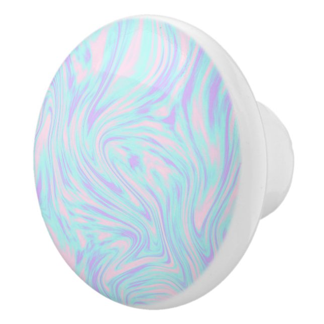 elegant colourful pink blue purple white marble ceramic knob (Right)