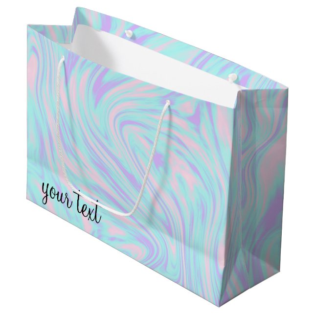 elegant colourful pink blue purple white marble large gift bag (Front Angled)