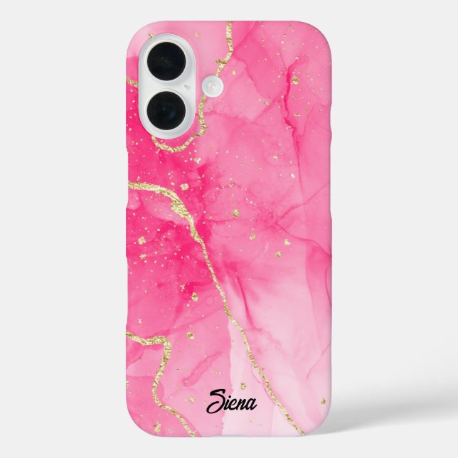 Elegant Colourful, Pink, Purple Marbled Custom Nam Case-Mate iPhone Case (Back)