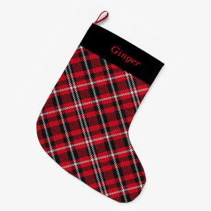 Elegant Colourful Plaid Personalised Large Christmas Stocking
