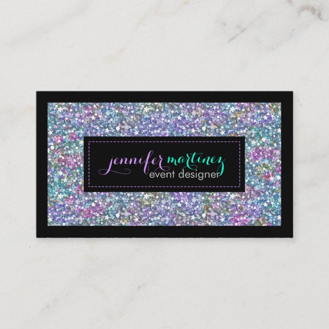 Elegant Colourful Purple Tint Glitter & Sparkles 3 Business Card (Front)