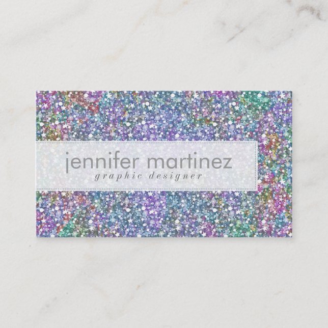 Elegant Colourful Purple Tint Glitter & Sparkles Business Card (Front)