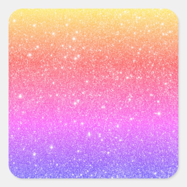 Elegant Colourful Rainbow Glitter Square Sticker (Front)