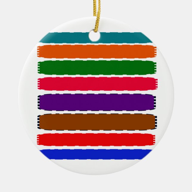 Elegant Colourful Rainbow Slices Pattern Ceramic Tree Decoration (Front)