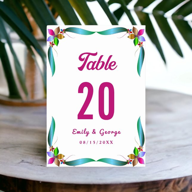 Elegant Colourful Rose Shiny Modern Floral Wedding Table Number (Creator Uploaded)
