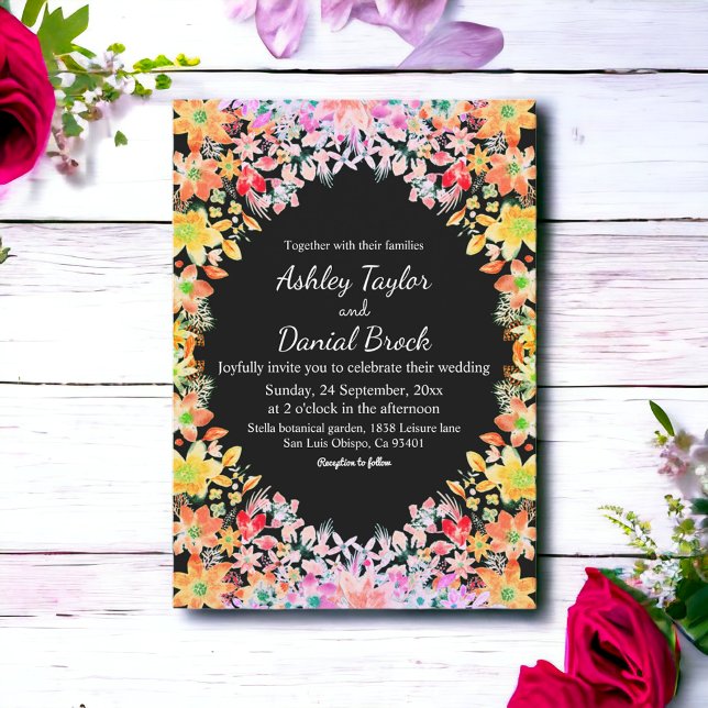 Elegant Colourful Roses Botanical Floral Wedding Invitation (Creator Uploaded)