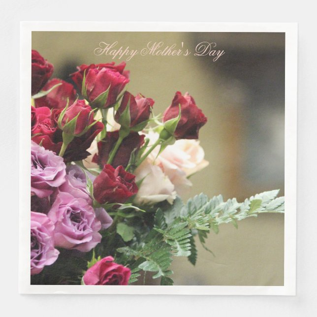 Elegant Colourful Roses Napkin (Front)