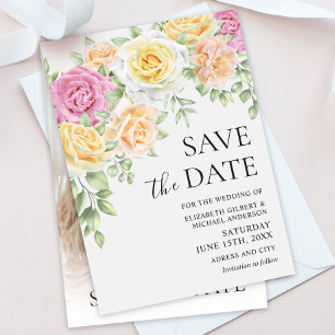 Elegant Colourful Roses Wedding Save the Dates Invitation