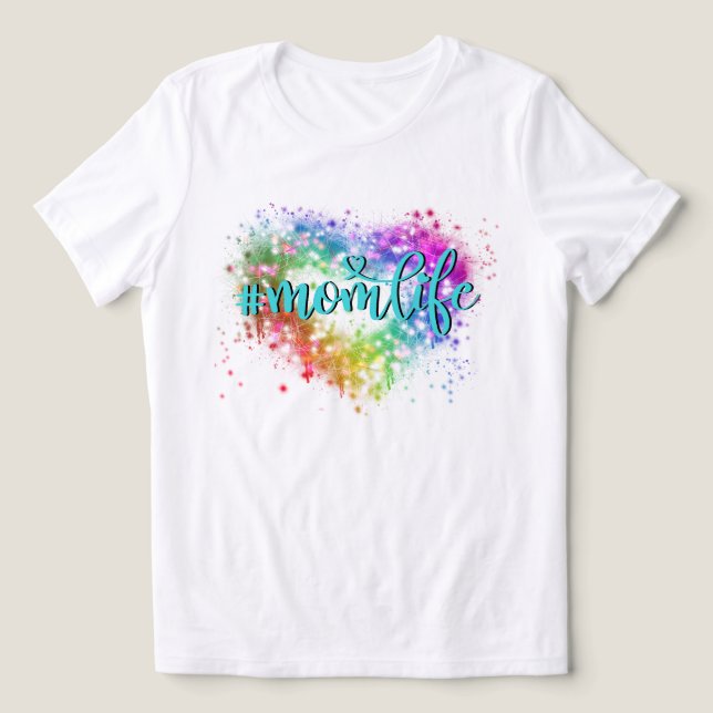 Elegant Colourful sparking glitter heart mum life Tri-Blend Shirt (Design Front)