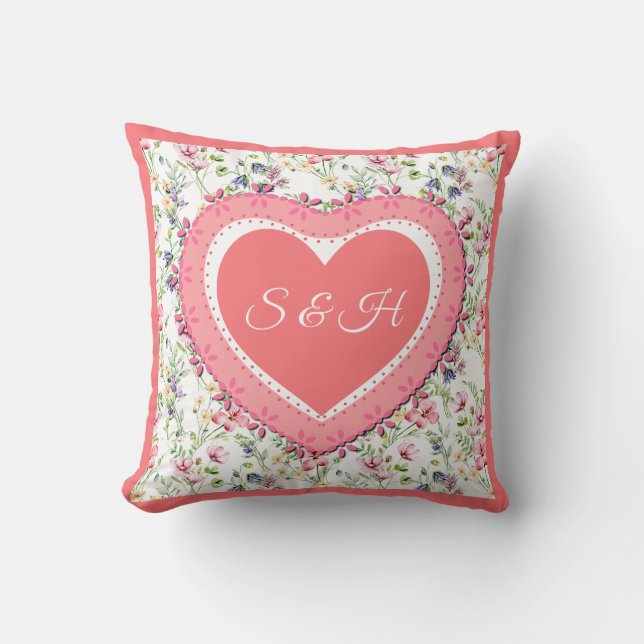 Elegant Colourful Spring Floral Watercolor Pattern Cushion (Front)