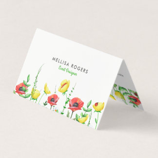 Elegant Colourful Spring Flowers Border Business Card