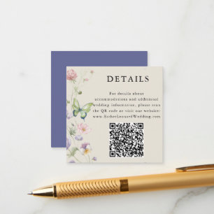 Elegant Colourful Spring Wildflower QR Code Detail Enclosure Card