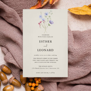 Elegant Colourful Spring Wildflower Wedding Invitation