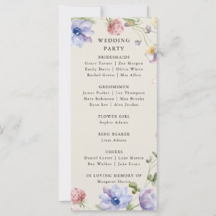 Elegant Colourful Spring Wildflower Wedding Progra