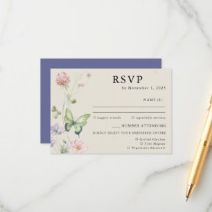 Elegant Colourful Spring Wildflower Wedding RSVP Enclosure Card