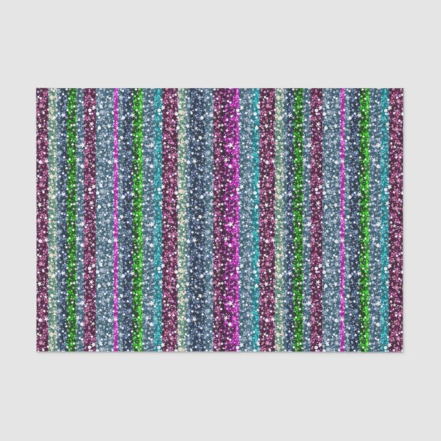 Elegant Colourful Stripes Glitter Tissue Paper (Front)