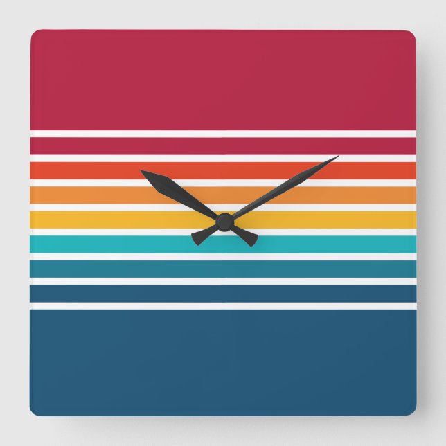 Elegant Colourful Stripes Pattern  Square Wall Clock (Front)