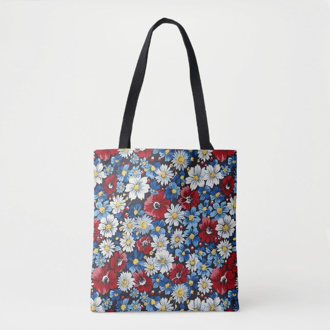 Elegant Colourful Stylish Chic Modern Floral Tote Bag (Front)