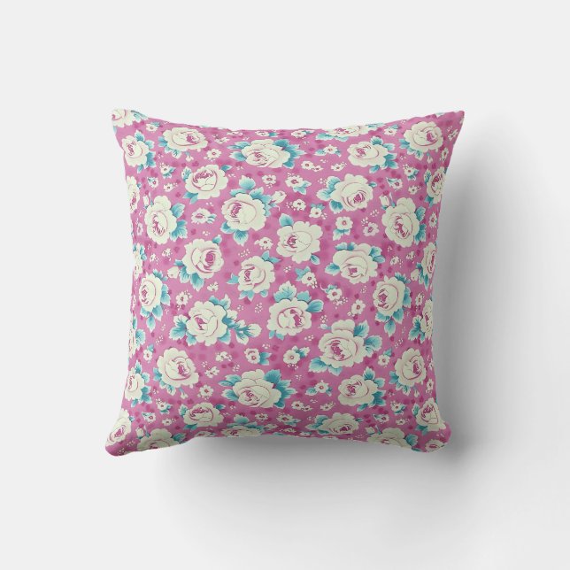 Elegant Colourful Stylish Romantic Floral Chic Cushion (Back)