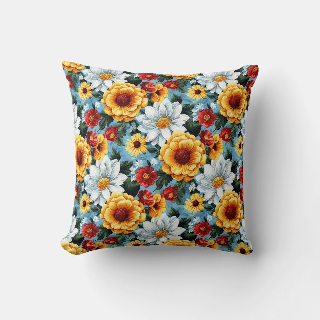 Elegant Colourful Stylish Romantic Floral Chic Cushion (Front)