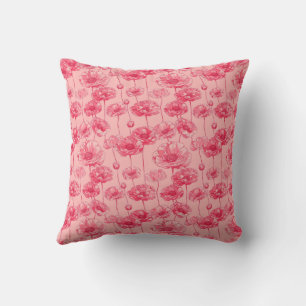 Elegant Colourful Stylish Romantic Floral Poppy Cushion