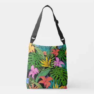 Elegant Colourful Summer Tropical Floral Leaves Crossbody Bag