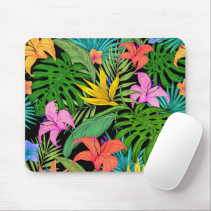 Elegant Colourful Summer Tropical Floral Leaves Mouse Pad