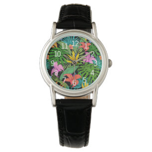 Elegant Colourful Summer Tropical Floral Leaves Watch