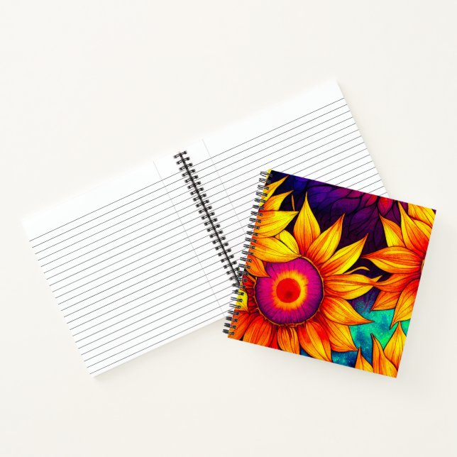 Elegant Colourful Sunflower Flower Power Artwork | Notebook (Inside)