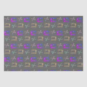 Elegant Colourful Tailor's Sewing Machine Scissors Tissue Paper