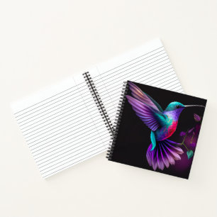 Elegant Colourful Teal Purple Hummingbird Artwork Notebook