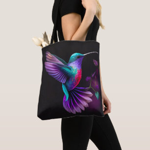 Elegant Colourful Teal Purple Hummingbird Artwork  Tote Bag