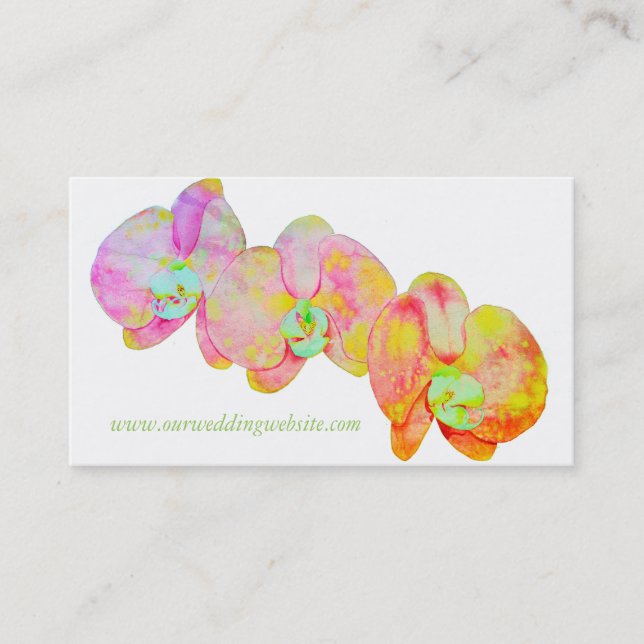 Elegant colourful tropical flowers orange Orchids Business Card (Front)