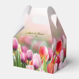 Elegant Colourful Tulip Florals Wedding Favour Box