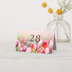Elegant Colourful Tulip Florals Wedding Place Card