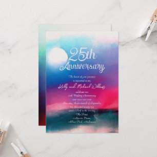 Elegant Colourful Watercolor Aurora Anniversary Invitation
