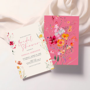Elegant Colourful Wildflower Cream Bridal Shower Invitation