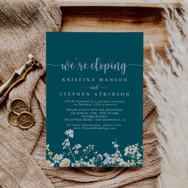 Elegant Colourful Wildflower Elopement Reception  Invitation (Creator Uploaded)