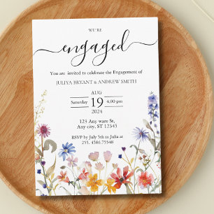 Elegant colourful wildflower engagement party invitation